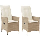 Maison Chic Nastavljivi vrtni stoli - Stol za vrt 2 kosa z blazinami bež poli ratan JS76, (21878445) | Shoptok.si