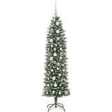 vidaXL Umjetno vitko božićno drvce s stalakom Zelena i bijela 150 cm | shoptok.hr
