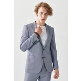 Altinyildiz classics Men's Navy Blue-White Extra Slim Fit Slim Fit Slim Fit Monocollar Classic Suit.