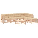 Maison Chic Seti vrtnega pohištva - Vrtna garnitura - Vrtni pohištvo set 7-delna z blazinami bela trdna borovina, (21804662) | Shoptok.si
