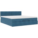 vidaXL Otomanski posteljni okvir z vzmetnico moder 180x200cm žamet | Shoptok.si