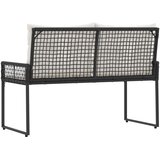  Vanjska klupa s jastukom Crna i krem-bijela 118 x 55 x 82 cm | shoptok.hr