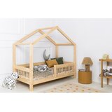 Adeko Dječji krevet od masivnog bora u obliku kućice/s dodatnim ležajem s prostorom za odlaganje 140x200 cm u prirodnoj boji Mila RMW – | shoptok.hr