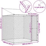  Kavez za psa s krovom Srebrno 200 x 200 x 258 cm Čelik i PE | Shoptok.si