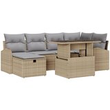 vidaXL 7-dijelni vrtni set sofe s jastučićima bež poli ratan, 2-sjedna vrtna sofa sa skladištem i jastučićima bež poli ratan | shoptok.hr
