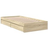 vidaXL Posteljni okvir s predali sonoma hrast 90x190 cm inženirski les | Shoptok.si