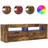  ormarić s LED svjetlima boja dimljenog hrasta 120x35x40 cm | shoptok.hr