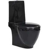vidaXL Keramična WC školjka pretok vode zadaj črna