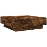 vidaXL Klubska mizica dimljeni hrast 90x90x28 cm inženirski les | Shoptok.si