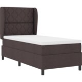 vidaXL Postelja na dnu s časom Temno rjava 90x190 cm Tkanina, (22052177) | Shoptok.si