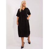 Fashion Hunters Black Plus Dress with V-Neck ZULUNA | shoptok.hr