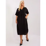Fashionhunters Black Plus Dress with V-Neck ZULUNA