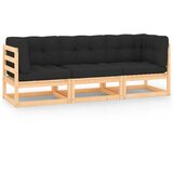 Maison Chic Seti vrtnega pohištva - Vrtna garnitura - Vrtni pohištvo set 3-delna z blazinami trdna borovina, (21809709) | Shoptok.si
