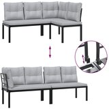  4-dijelni set vrtnih sofa s jastucima čelik obložen prahom crni | Eponuda.com