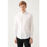 Avva Men's White Button Collar 100% Cotton Slim Fit Slim Fit Shirt Cene