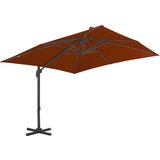 vidaXL Konzolni suncobran s aluminijskom šipkom terakota 300 x 300 cm | shoptok.hr