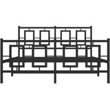 vidaXL Kovinski posteljni okvir z vzglavjem in vznožjem črn 135x190 cm | Shoptok.si