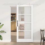 vidaXL drsna vrata s kompletom opreme Bela 86x198,5 cm Trdi les, notranja vrata s steklom 'ORKDAL'Bela 86x198,5x4 cm Cene