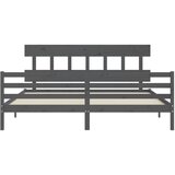  Okvir za krevet s uzglavljem sivi 200 x 200 cm od masivnog drva | shoptok.hr