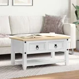Klubska miza s predalom Bela 85 x 50 x 45 cm Masivno borovo les, (5000295376)