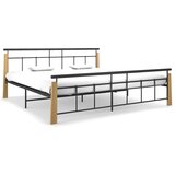 Kovina okvir za krevet od metala i masivne hrastovine 200 x 200 cm Cijene