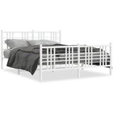 vidaXL Kovinski posteljni okvir z vzglavjem in vznožjem bel 160x200 cm | Shoptok.si