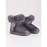 SHELOVET Gray girls' snowmobiles with fur Shelovet