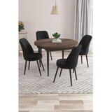 Hanah home trpezarijski set Kea, sto i 4 stolice, ploča u dekoru drveta Baroque, crna tkanina Babyface | Eponuda.com