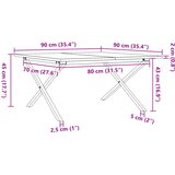  Stolić za kavu X-oblika 90x90x45 cm borovina i čelik | shoptok.hr