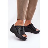 S. BARSKI Leather Women's Sandals On Platform And Wedge With Buckle Black S.Barski | Shoptok.si