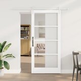  Klizna vrata 93 x 202 cm Masivna borovina i staklo Bijelo | shoptok.hr