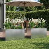 Vrtna posuda za sadnju s LED svjetlom 2 kom. Srebrna - Pocinčani čelik 50 x 100 x 48 cm 2 | shoptok.hr