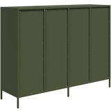 vidaXL Komoda olivno zelena 135x39x103,5 cm hladno valjano jeklo | Shoptok.si