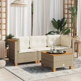 Maison Chic Vrtni kavč - Zunanji kavč z blazinami 3-sedežni bež poli ratan, (22043805) | Shoptok.si