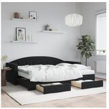 vidaXL Izvlečna dnevna postelja s predali črna 80x200 cm žam | Shoptok.si
