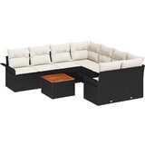 vidaXL 9-dijelni vrtni sofa set s jastucima crni poli ratan akacija, dvosjed vrtni kauč sa skladištem i jastucima crni poli ratan Cijene