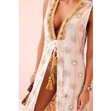 Kesi Włoski Women's cotton cape with embroidery camel | shoptok.hr