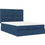 vidaXL Otomanski posteljni okvir z vzmetnico moder 140x200 cm blago | Shoptok.si