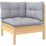 Maison Chic Vrtni kotni kavč - Zunanji kavč s sivimi blazinami trdna borovina, (22040912) | Shoptok.si