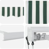 vidaXL Samodejna retraktibilna tenda zelena in bela 300x250 cm, tenda nadomestna tkanina za okvir 3x2.5 m zelena in bela | Shoptok.si