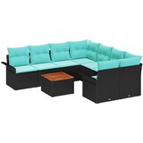  Vrtna sedežna garnitura z blazino 9 pcs Črna poli ratan, (5000142734) | Shoptok.si