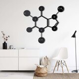 Wallxpert metalni zidni ukras 5027, strukturna formula molekula kofeina, 45 x 43 cm, crni Cene