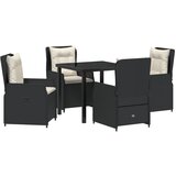 vidaXL 5-dijelni set za blagovanje u vrtu crni poli ratan, vrtni stol crni 80x80x73 cm kaljeno staklo Cijene