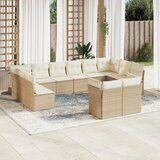vidaXL 12-dijelni set vrtnih sofa od poliratana s jastucima bež Cijene