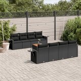 Maison Chic Seti vrtnega pohištva - Vrtna garnitura - Vrtni pohištvo set 9-delna z blazinami črn poli ratan, (21807335) | Shoptok.si