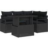 vidaXL 5-delni vrtni kavč set z blazinami črni poli ratan, 2-sedežni vrtni kavč z blazinami črni poli ratan | Shoptok.si