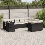 vidaXL 10-dijelni set vrtnih sofa s jastucima crni od poliratana | shoptok.hr