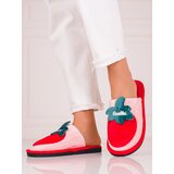 SHELOVET Insulated women's slippers pink and red Cene