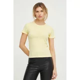 American Vintage Bombažna kratka majica ženski, rumena barva