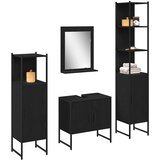  Set namještaja za kupaonicu 4 pcs Crna Konstruirano drvo | Eponuda.ba
